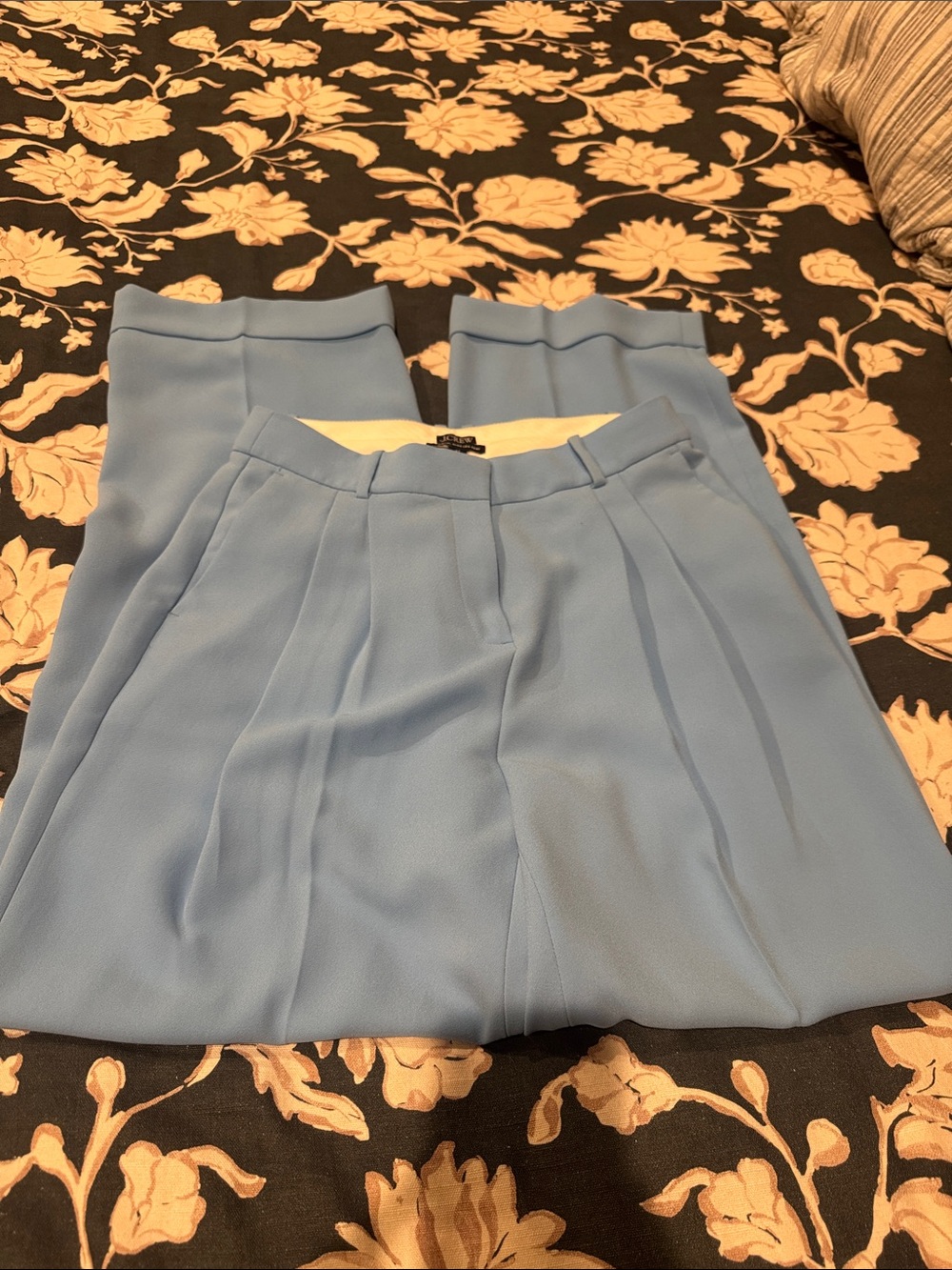 J. Crew Light Blue Pleated Wide-Leg Trousers